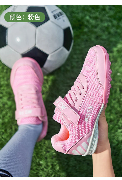 Stylish and Comfortable Boys' and Girls' Training Game Sneakers for Indoor and Outdoor Lawn, Youth Student Soccer Shoes Sizes 29-39