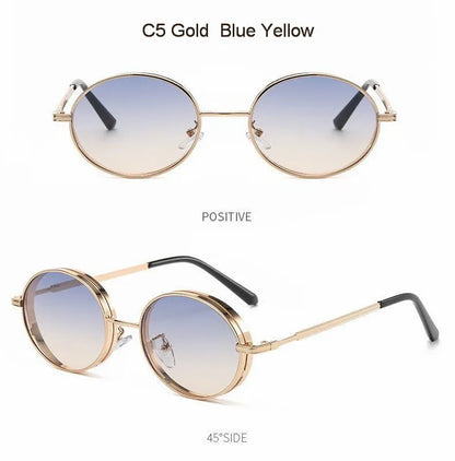 Oval Steampunk Sunglasses For Women Retro Sun Glasses Male Female Brand Designer Metal Frame Eyewear Lentes De Sol Mujer