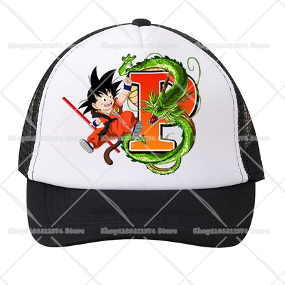 Czapki baseballowe z siateczki Dragon Ball z motywem kreskówkowym Son Goku z literami – czapki sportowe dla dorosłych i dzieci, anime, letnie, na świeżym powietrzu, z daszkiem chroniącym przed słońcem, prezent, nowe