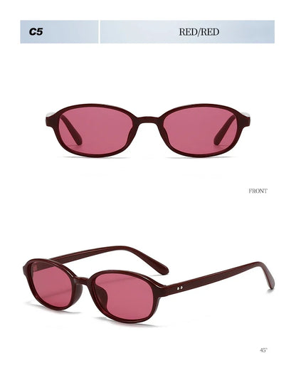 Personalized oval-shaped small frame plastic-rimmed sunglasses for men and women, suitable for daily sun protection