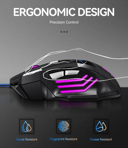 1 db új Hyperspeed USB gamer egér RGB háttérvilágítással, ergonomikus gamer egér, 7D e-sport vezetékes egér laptophoz és gamer PC-hez