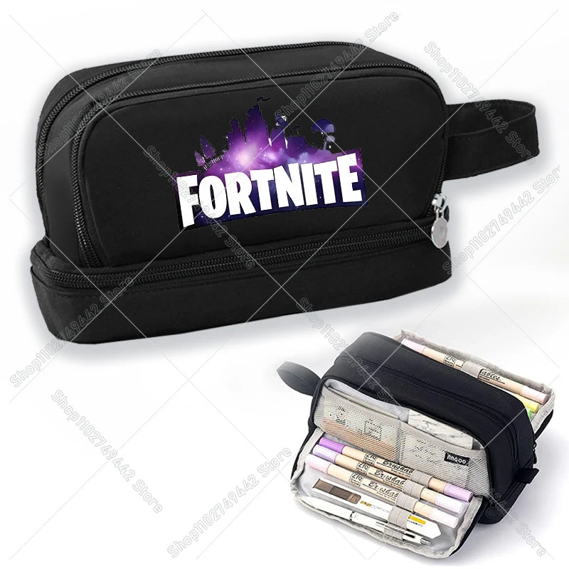Žaidimų ir anime stiliaus Fortnites mokinio penalas, mielas penalas berniukams ir mergaitėms, didelės talpos nailoninis penalas rašikliams, mokyklinės kanceliarinės prekės vaikams