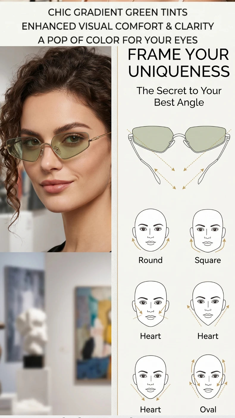 Vintage Semi-Rimless Polygon Punk Sunglasses Women 2026 Luxury Brand Cat Eye Metal Small Frame Sun Glasses Ladies Classic Shades