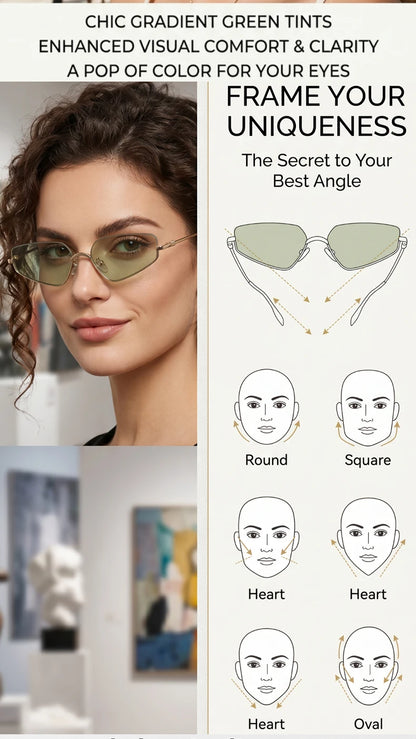 Vintage Semi-Rimless Polygon Punk Sunglasses Women 2026 Luxury Brand Cat Eye Metal Small Frame Sun Glasses Ladies Classic Shades