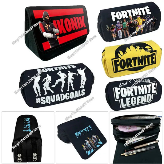 Голям ученически несесер Fortnited с голям капацитет, калъф за моливи, детска играчка, чанта за химикалки, ученически пособия, несесер за канцеларски материали, геймърски подаръци за момчета