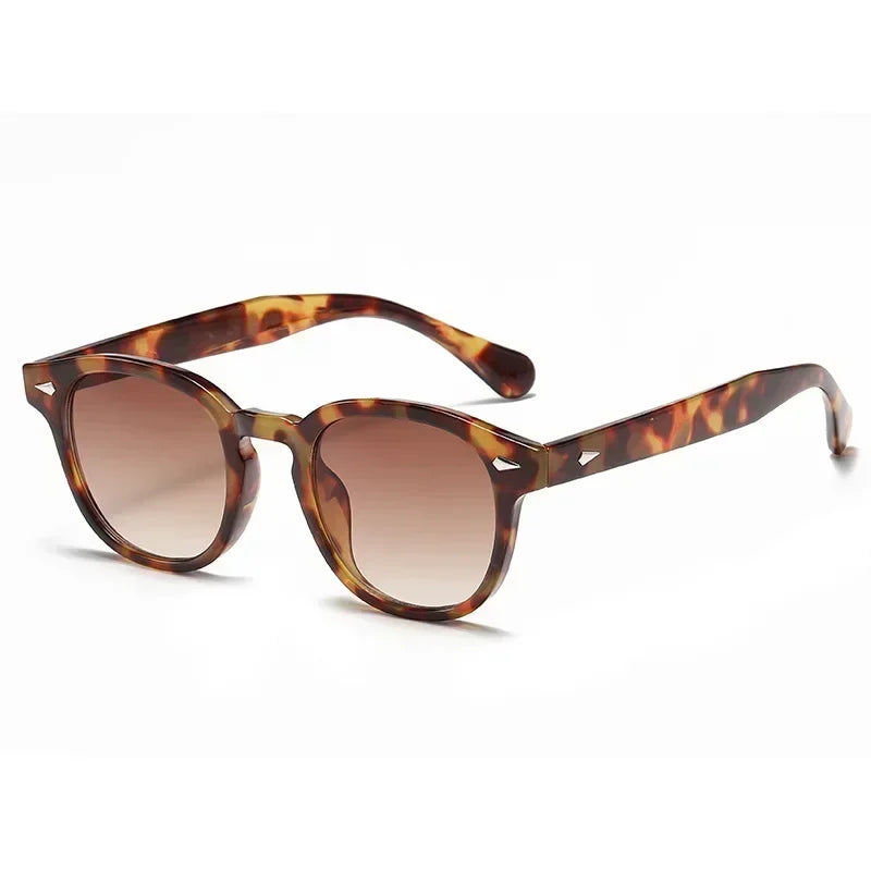JNPCXI New Retro Round Sunglasses Women Yellow Fashion Rivets Decoration Shades UV400 Men Punk Sun Glasses
