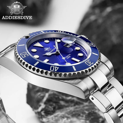 Relógio automático de luxo para homem ADDIESDIVE 8215, relógio mecânico luminoso BGW9 com vidro de safira, relógio de mergulho analógico para homem AD2503