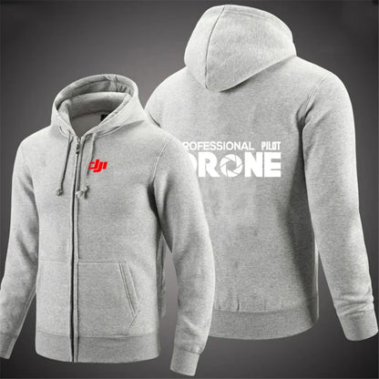 Dji Professional Pilot Drone Spring Autumn Casual Men's Solid Color Zipper Pullover Hoodie Coats Sportswear Fashion Long Sleeve, Produit gaming premium Fraquane