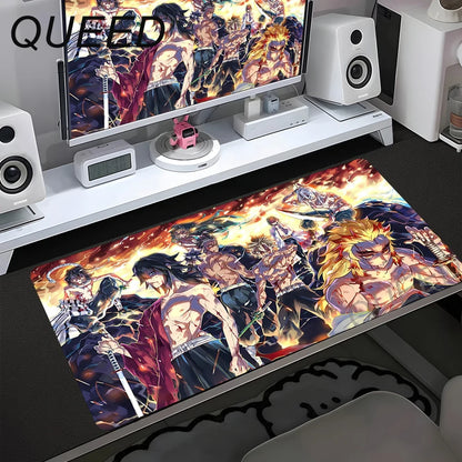 Computer Table Mat Keyboard Desk Pads Anime Mouse Pad Kawaii Girl Mausepad 900x400mm Rubber Non-slip Mouse Mats Demon Slayers XL