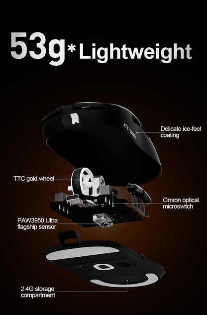 ATK Dragonfly A9 Ultra trådløs gamingmus PAW3950 ultralet tri-mode ergonomisk e-sports FPS-mus til gamere A9 SE Plus