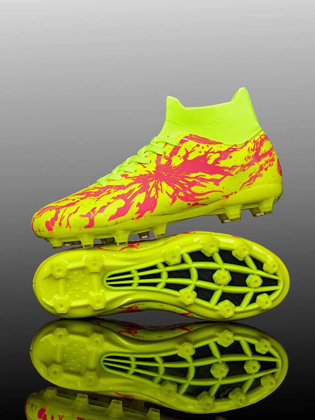 Chaussures de football AG FG pour hommes, tige en PU souple, structure de crampons renforcée, pour adultes, pour les matchs et entraînements de football en plein air sur pelouse.