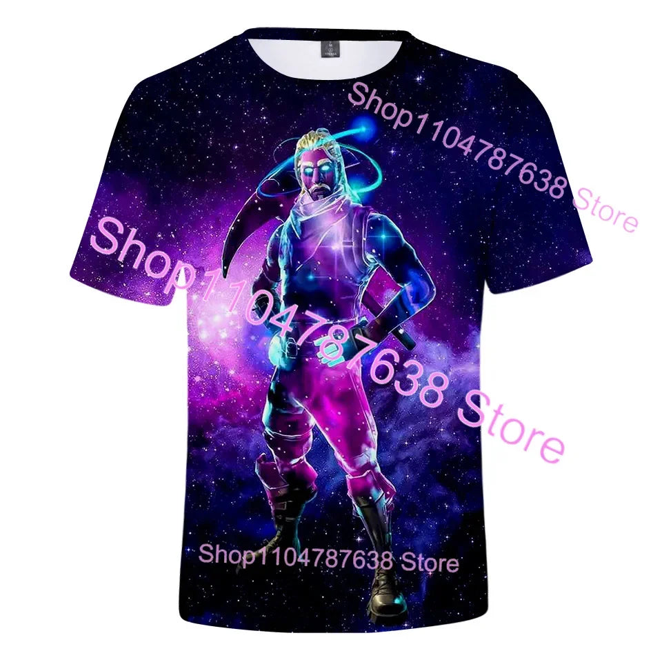 T-shirt de verão Raven Ultima Knight F-Fortnite, t-shirt masculina com estampado 3D Banana Peely, tops de jogo Battle Royale, presentes de aniversário