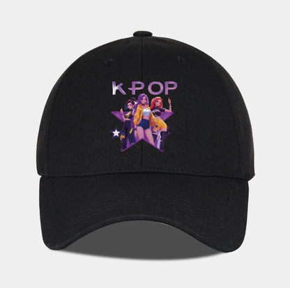 Boné de Baseball K-POP com Aba Curva Suave e Estampa de Grupo Feminino Cartoon - Unissexo, Casual, Retro e Ajustável - Chapéu de Sol Y2K