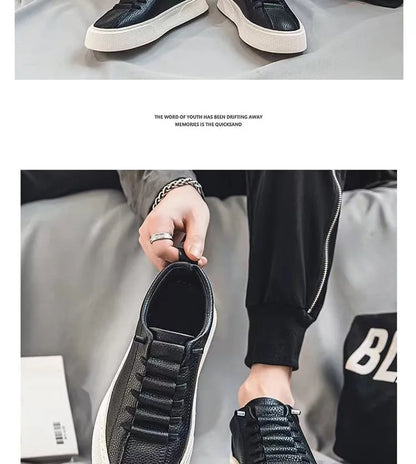Zapatillas deportivas para hombre, calzado informal, zapatos planos para hombre, zapatillas ligeras de cuero sintético (PU), calzado transpirable, zapatillas deportivas blancas para hombre