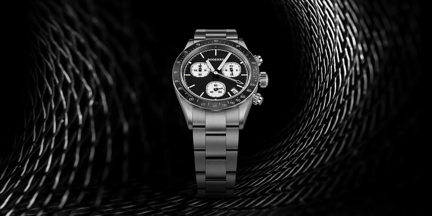 Boderry GOLDACE Titanium Chronograph Watch Mecha-Quartz Movement Luminous Business Wristwatch 100M Waterproof Clock