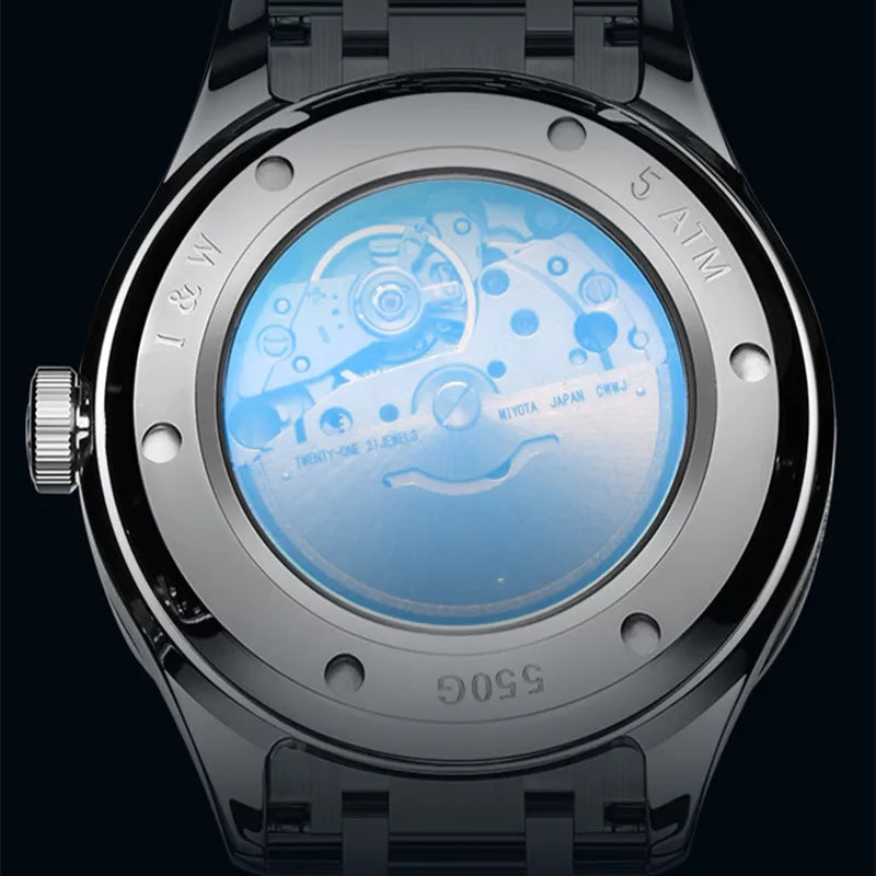 Reloj CARNIVAL luxus mechanikus férfi karóra volfrámból, MIYOTA 8205 automata szerkezettel, vízálló.