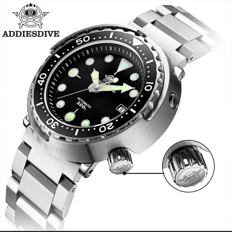 ADDIESDIVE Man Diving Watch 300M Waterproof C3 Super Luminous Sapphire Glass Calendar Automatic Mechanical Watches Reloj hombre