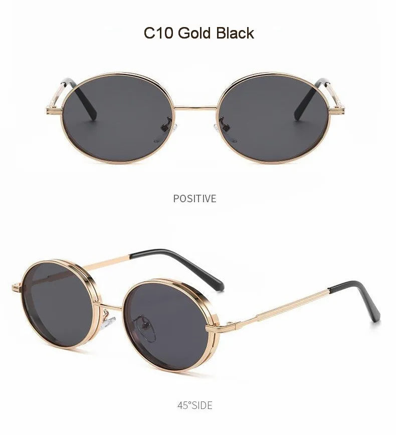 Oval Steampunk Sunglasses For Women Retro Sun Glasses Male Female Brand Designer Metal Frame Eyewear Lentes De Sol Mujer