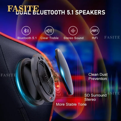 Ergonomic Gaming Chair with Footrest, Bluetooth Speakers, Reclining Computer Desk Chair, Adjustable Height Video Game Chair for Office