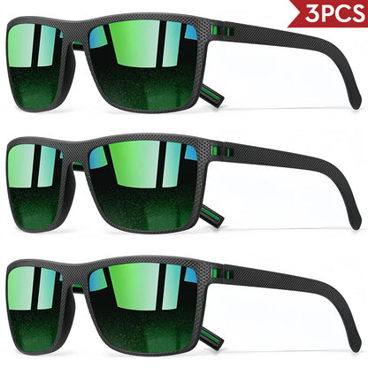3PCS Signature Retro Square Sunglasses UV400 Spring Hinges Lightweight Gift Ready for Daily & Vacation Unbox Elegance