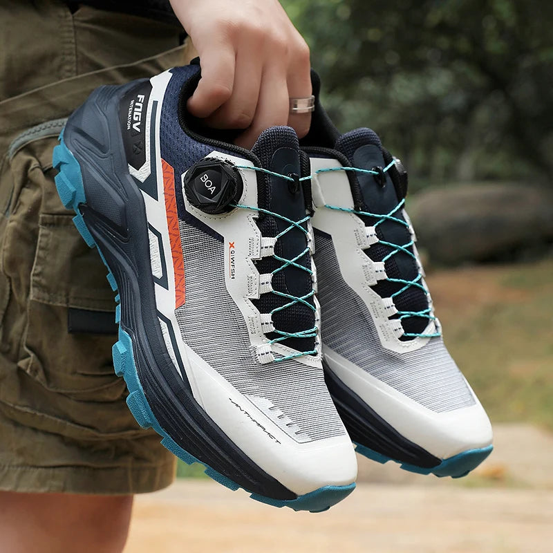 Chaussures de course pour hommes avec boucle rotative, baskets légères en maille respirante pour hommes, chaussures de sport décontractées imperméables pour la salle de sport et l'entraînement