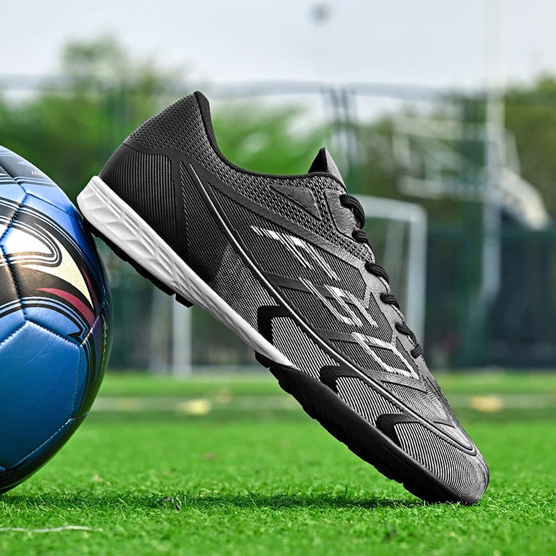 Chaussures de football populaires à tige basse FG/TF, unisexe, pour terrain, entraînement rapide, crampons antidérapants à crampons longs