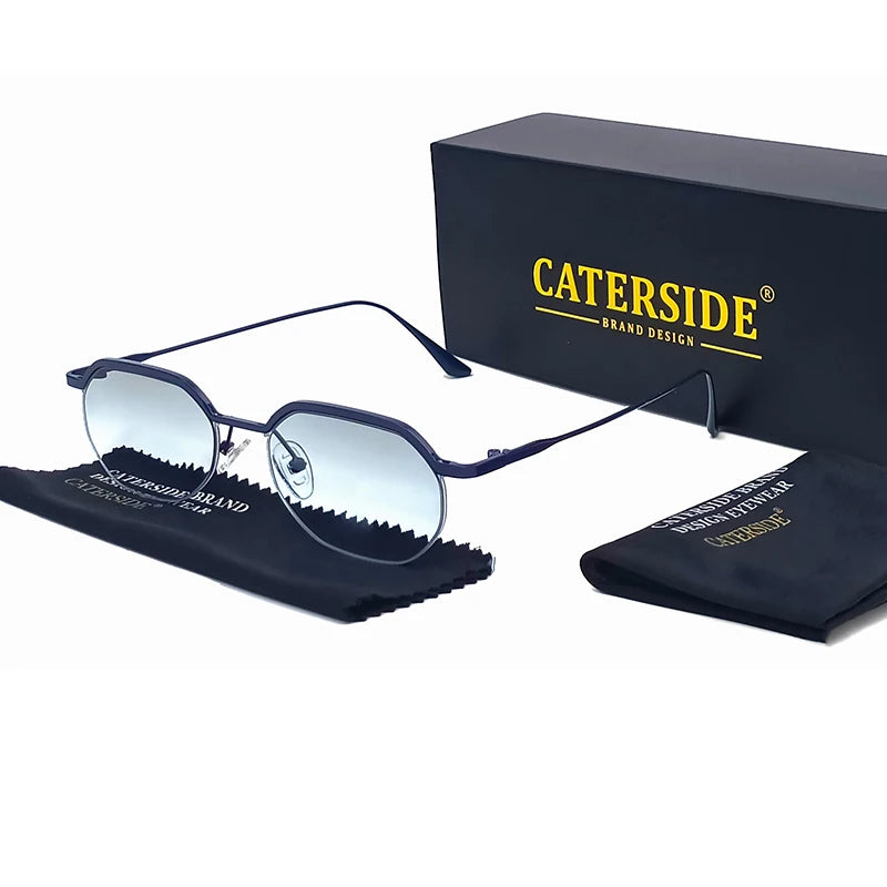 Caterside New Retro Small Frame Sunglasses Men's Polygonal Lenses Sun Glasses Women Business Travel Party Eyewear Summer Style