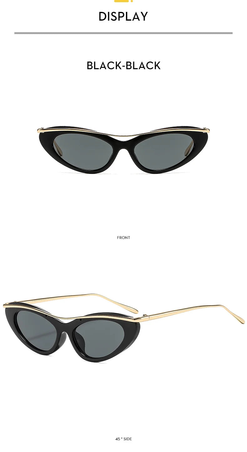 Fashion Small Cat Eye Sunglasses Women 2026 Luxury Brand Punk Metal Frame Sunglass Vintage Sexy Traveling Eyewear UV400 Shades