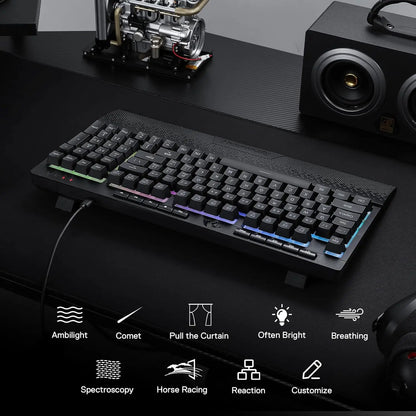 Redragon K515 Shiva Wired RGB Membrane Gaming Keyboard, 98 Keys Mechanical-Feel Keyboard w/Smooth Linear Switch