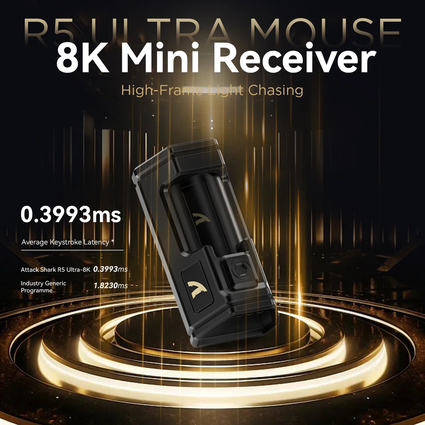 ATTACK SHARK R5 Ultra Carbon Fiber brezžična gaming miška, gaming senzor PixArt PAW3950MAX, 42000DPI, 8000Hz, MCU Nordic 52840