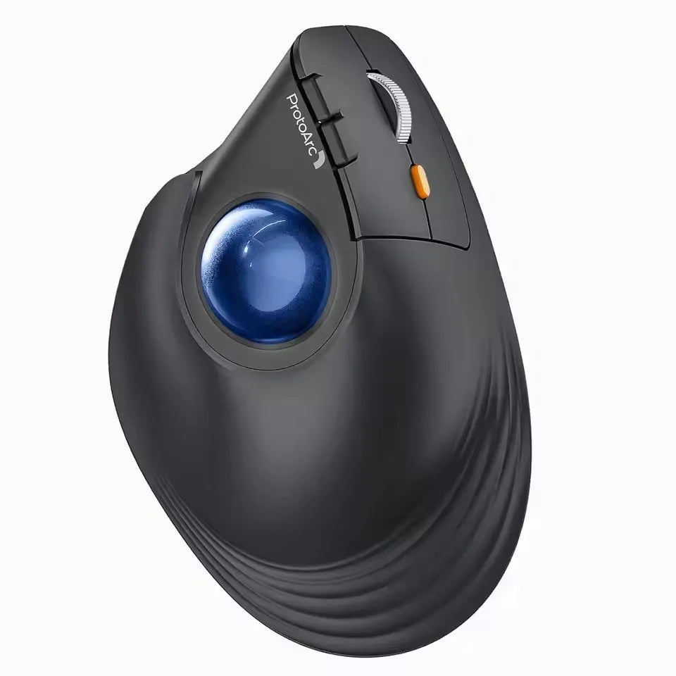 ProtoArc EM05NLWireless Trackball Mouse Rechargeable Bluetooth Ergonomic Vertical Rollerball Mouse for Computer iPad Mac Windows