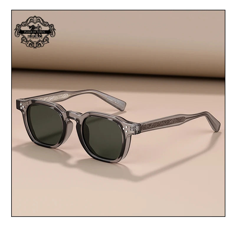 Classics Rivets Style Retro Sun Glasses for Women TR90 Frame Polygon Polarized Sunglasses UV400 Male Black Green 2025 Summer