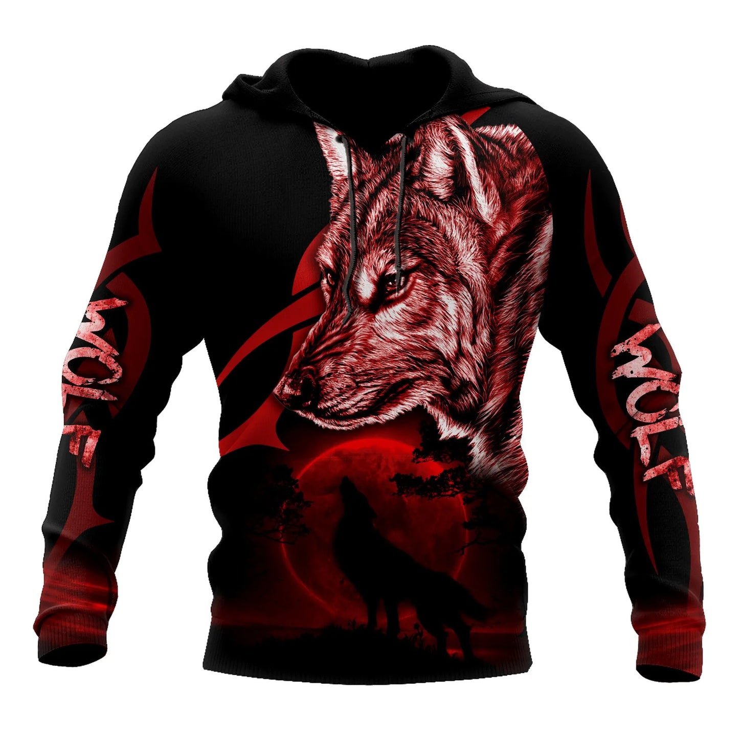 Felpa con cappuccio e felpa da uomo unisex casual autunnale New Wolf Tattoo Vegvisir nero bianco 3D con stampa integrale