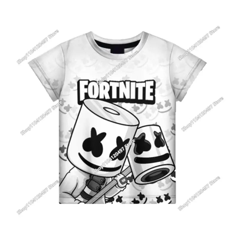 Anime Fortnite T-Shirts Girl Clothing T-Shirt Boys White Cartoon Tees Baby Summer Shirts Cute Printed Tops Costume
