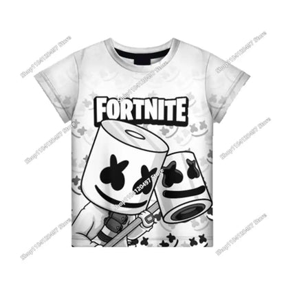 Anime Fortnite T-Shirts Girl Clothing T-Shirt Boys White Cartoon Tees Baby Summer Shirts Cute Printed Tops Costume