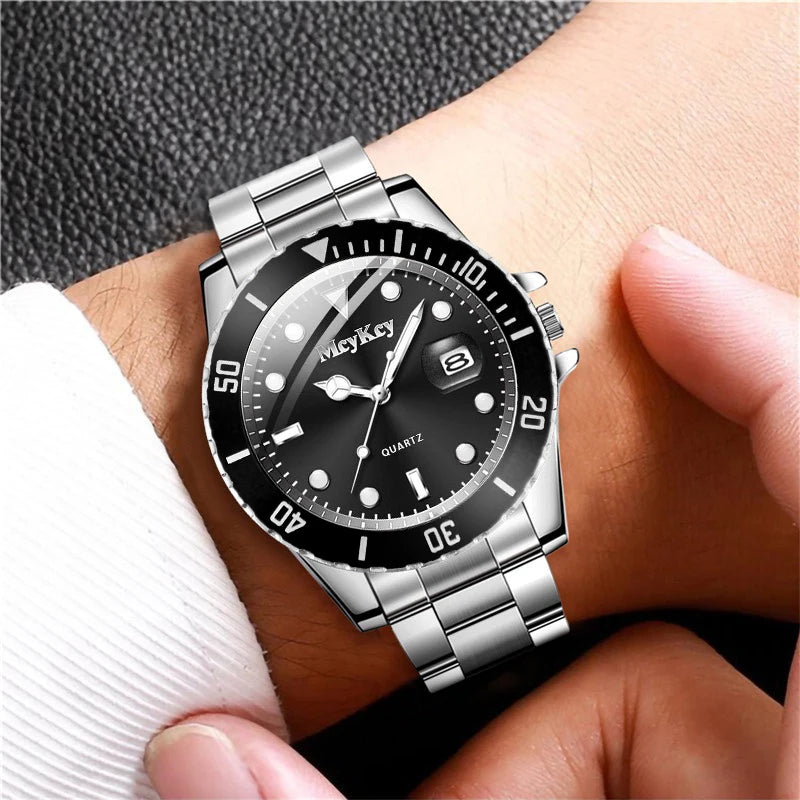 Luxury Large Dial Men Business  Watches Fashion Calendar Men's Quartz Watch Reloj Hombre