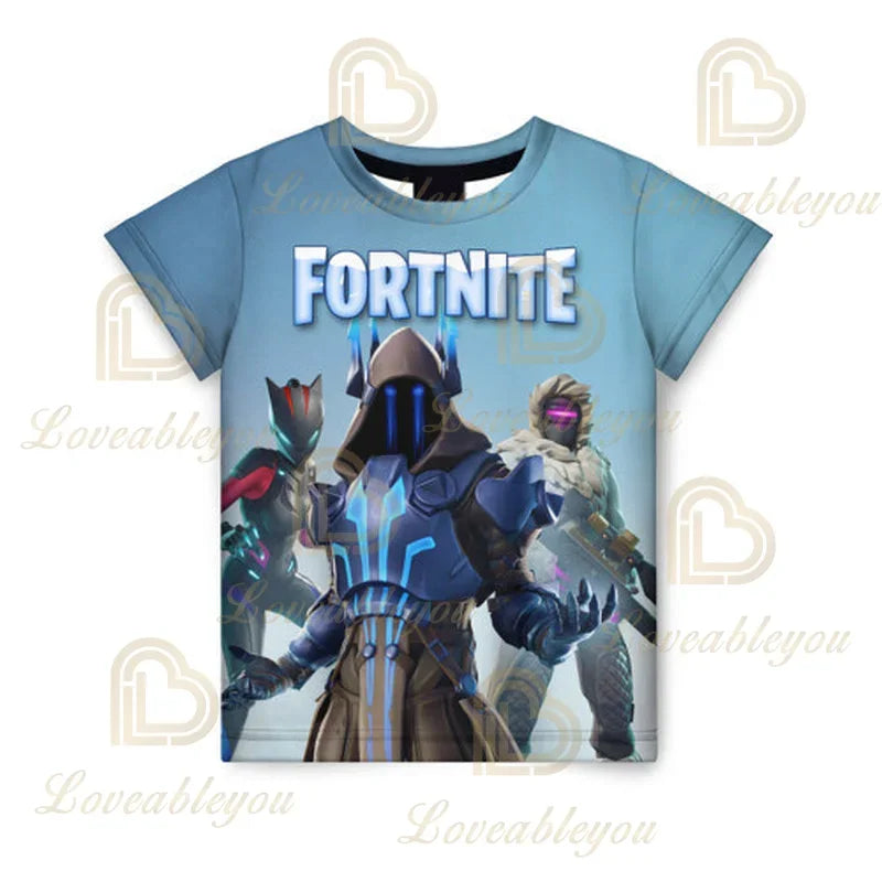 New Fortnite Summer T-Shirt Boys Cartoon Cute Tee Short Sleeve Shirt Men Women Children T-shirts Teenager Tee Streetwear Tops