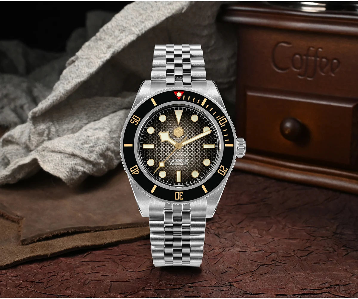 San Martin New 40mm BB Diver Watch Top Brand Classic Mens Watches NH35 Automatic Mechanical Sapphire Waterproof Reloj SN0128