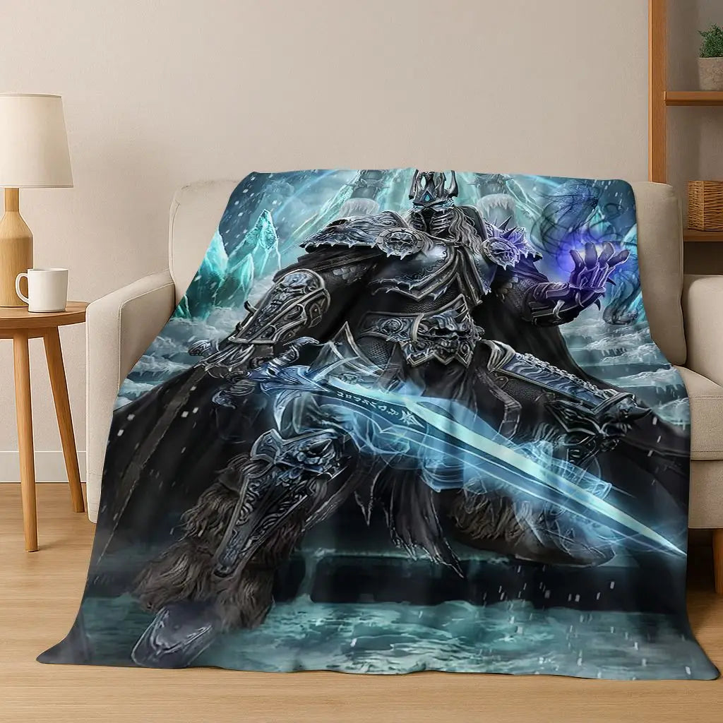 Coperta in flanella WOW World of Warcraft Arthas Demon Illidan Sylvanas, plaid morbido e confortevole per casa, camera da letto, letto, divano, copridivano, idea regalo