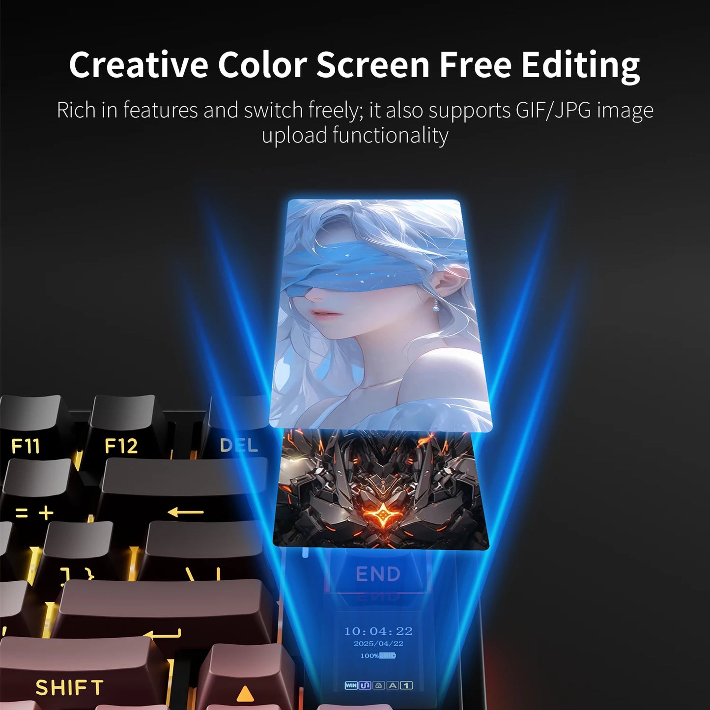 Tastiera meccanica AULA S75 PRO 75% layout personalizzato, retroilluminazione RGB, wireless Bluetooth, tastiera da gaming con schermo e manopola