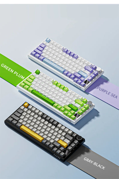 AJAZZ AK820 Mechanische Tastatur 70 % kompaktes Layout/RGB-Beleuchtung/Hot-Swap-fähige Switches, mit kabelgebundenem, kabellosem und Bluetooth-Betrieb