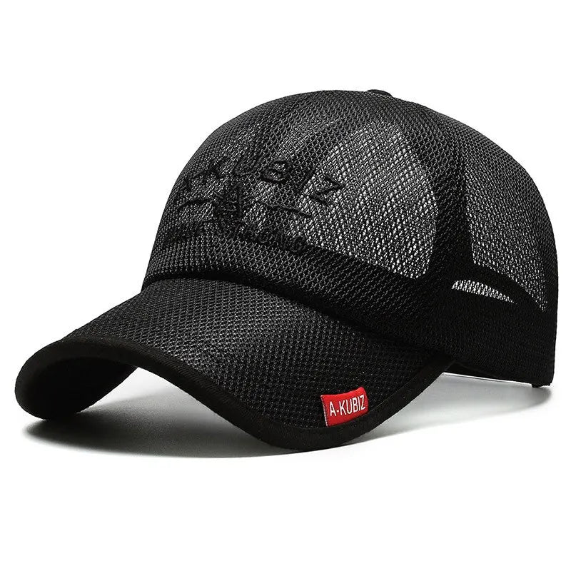 Chapéus de Verão para Homem e Mulher, Bonés de Basebol em Malha, Pala Bordada de Moda, Chapéu de Exterior com Letras Bordadas e Proteção Solar