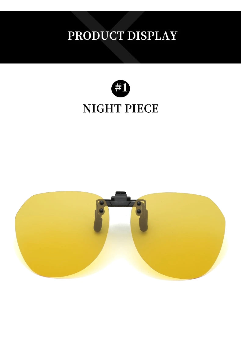 Men Fashion Clip On Polarized Sunglasses Lens Women Driver Flash Mirror Lens Sun Clips Glasses Cover Night Vision Eyewear UV400
