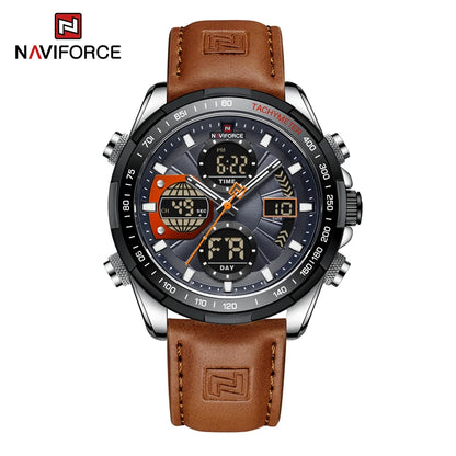 New NAVIFORCE Watches for Men Leather Mens Military Sport Waterproof Watch Quartz WristWatch Chronograph Male Clock