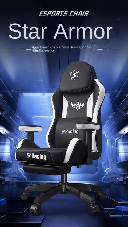 Ergonomic Gaming Chair with Latex Seat Cushion, Adjustable Backrest, Dual Headrest, 4D Pneumatic Lift, Office Computer Chair