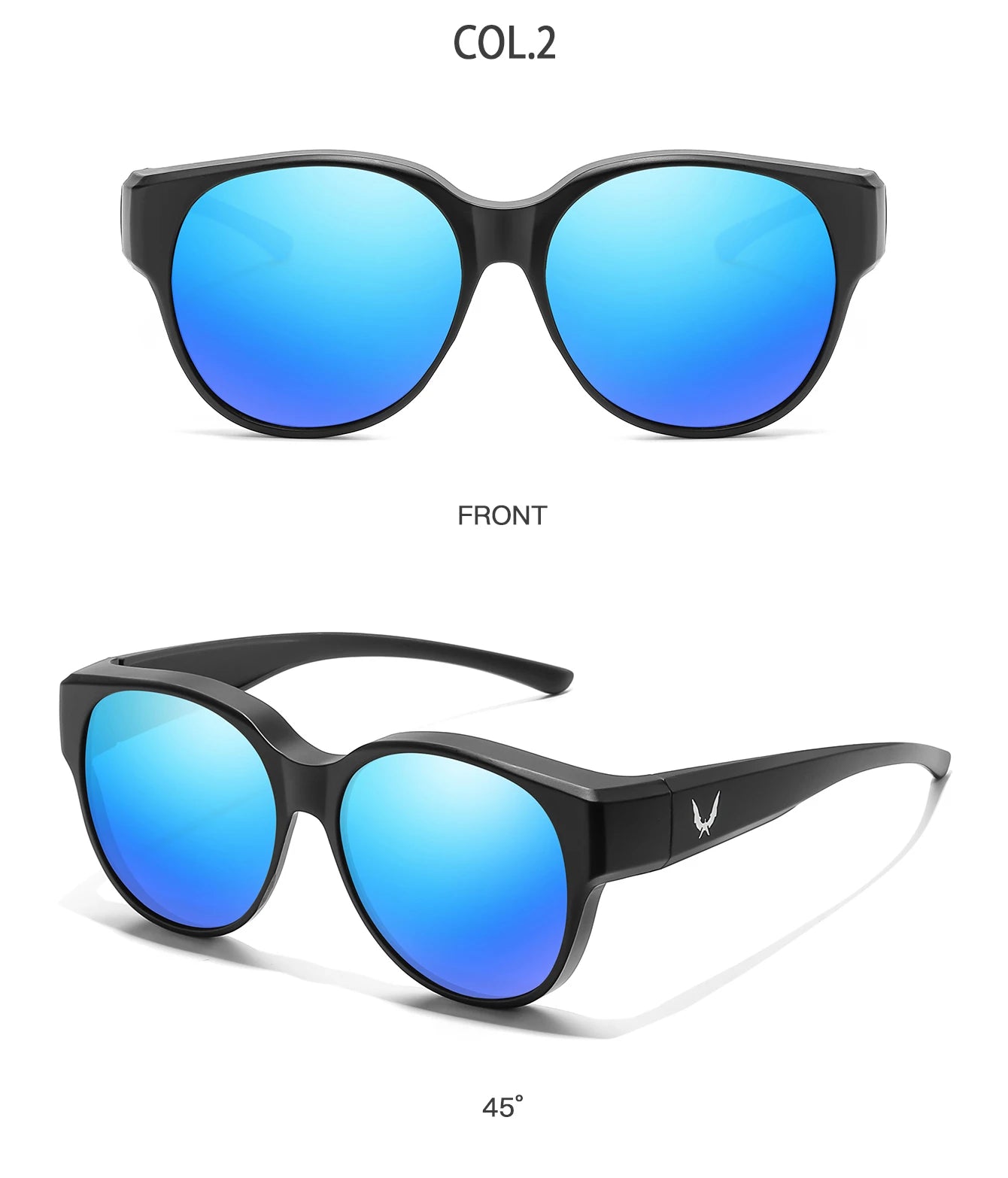 Over Glasses with Box Cover Over Myopia Eyeglasses Unisex Round Shades with UV protection Outdoor Sports Fishing Hiking Cycling