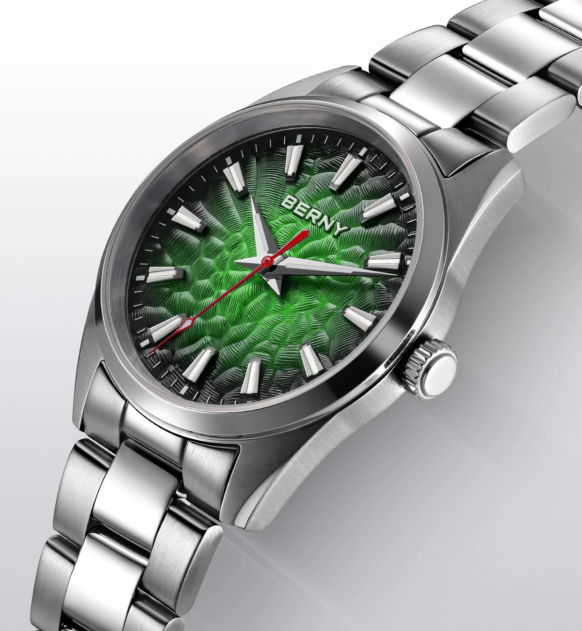 BERNY men’s watch – Quartz watch, sapphire crystal, luminescent hands, water-resistant to 10 ATM, made entirely of stainless steel – Elegant and casual style, ideal for everyday wear or professional occasions