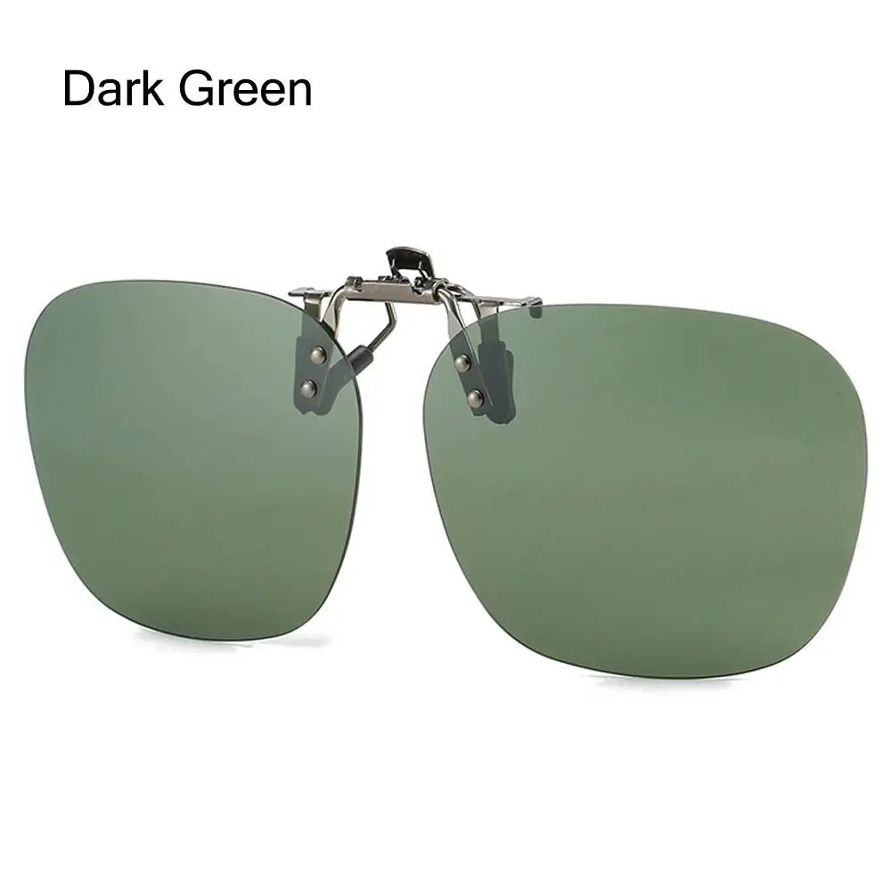 Metal Clip Clip-On Polarized Sunglasses Convenient Rimless Flip-up Sun Glasses for Prescription Glasses UV400 Polygonal Shades