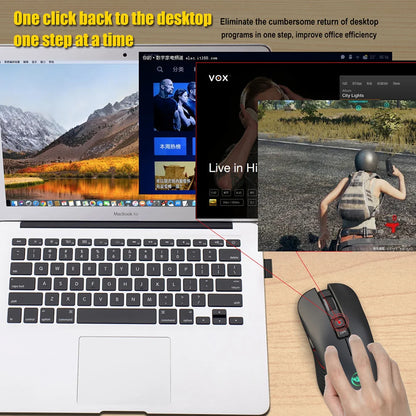 Mouse da gaming wireless 2.4G USB-C ricaricabile 3600DPI a 7 pulsanti, mouse silenzioso Type-C per MacBook, laptop, PC e computer da gioco
