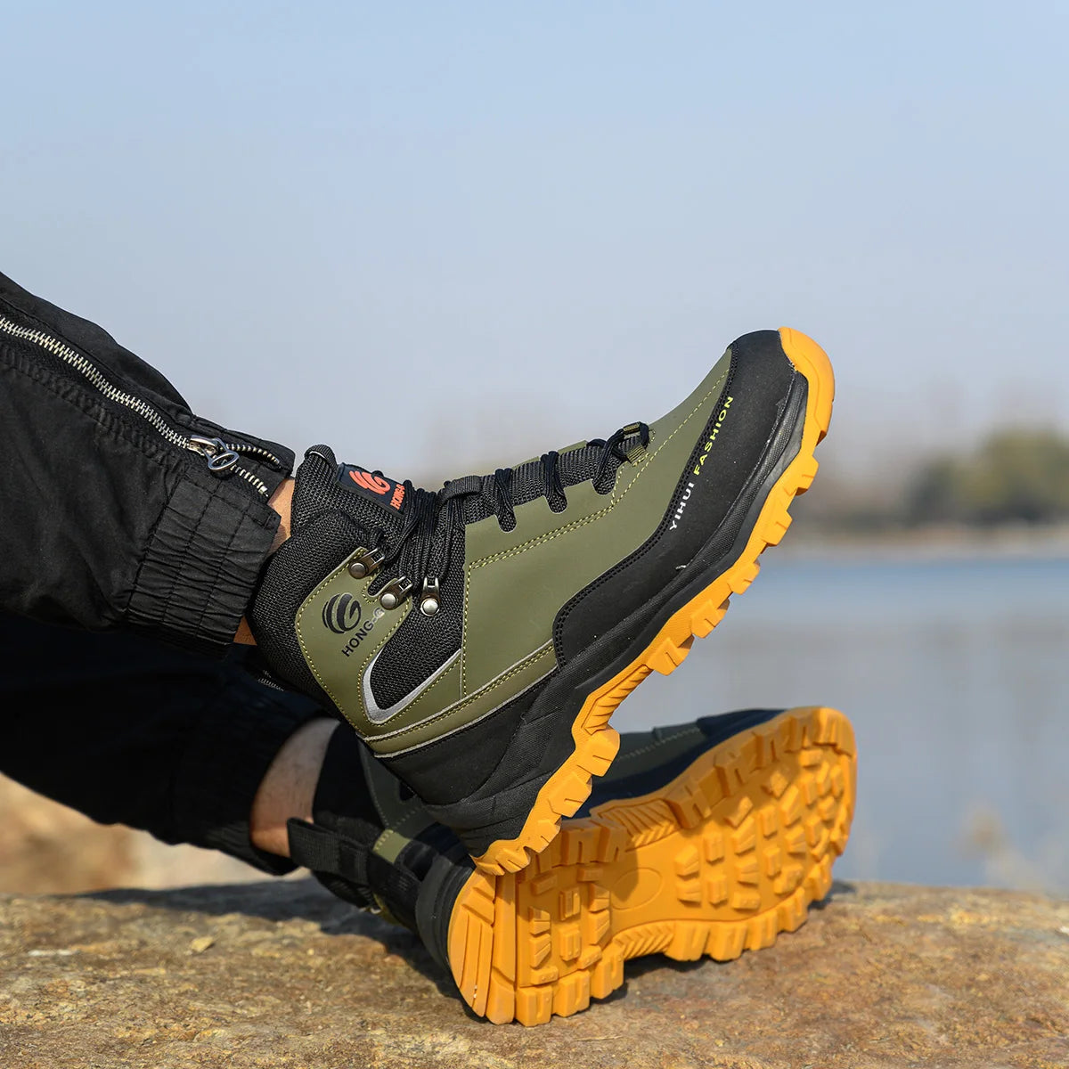 Chaussures de sécurité à embout en acier pour hommes, bottes de travail anti-perforation, chaussures de protection antidérapantes, chaussures de sport pour hommes